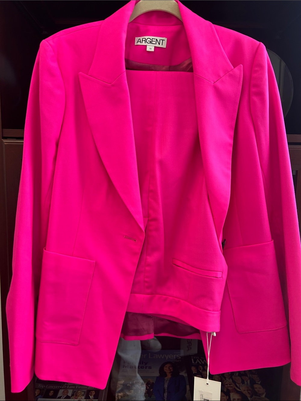 ARGENT Supermajority Hot Pink Seasonless Wool Blazer NWOT and Trouser NWT - Picture 8 of 13